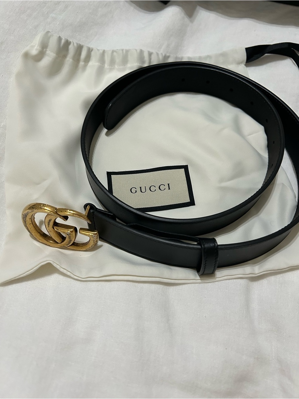 Women’s AUTHENTIC Gucci Double G Leather Belt, EXCELLENT CONDITION with dust bag